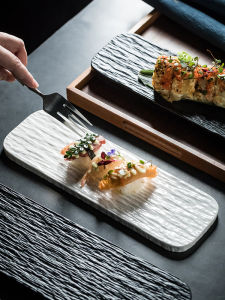 Pure White Long Rectangle Plate High Aesthetic Value Sushi Plate Dumpling Plate Dim Sum Plate Dessert Plate Commercial Use