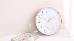 TOP HOME PH 12INCH Silent Quartz black white wood grain Simple Modern For Living room office & Bedroom Wall Clock for Christmas Gift
