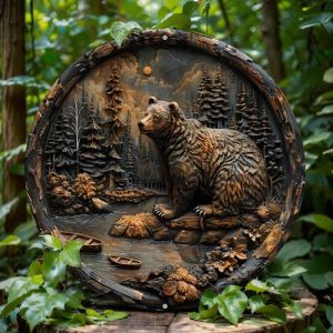 Flat Print Aluminum Metal Forest Black Bear Sign Home Garage Cafe Bar Living Room Great Gift Idea 2D