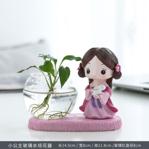 Creative Glass Transparent Hydroponic Plant Vase Green Ivy Water Cultivation Flower Pot Cartoon Style Living Room Decorations