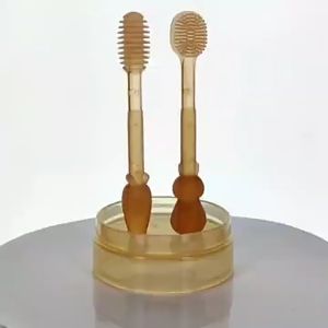 0-18M Baby Teeth Brush Baby Oral Cleaner Silicone Tongue Coating Brush Soft Bristle Brush 3pcs with Watercup