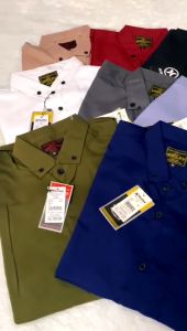 KEMEJA POLOS PRIA SLIMFIT PANJANG WARNA ABU // Kemeja Pria Lengan Panjang Slim-fitting Polos V-Neck TERMURAH TERLARIS