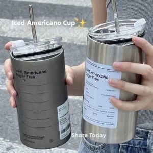 Iced Coffee Friendly Portable Straw Included Stainless Steel Cup