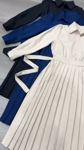 SV 6204 - Shevica Pleated Dress | Silvervogue | Gaun Katun Midi Pakaian Wanita