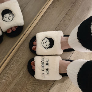 Japanese Cartoon Couple Avatar Cotton Slippers Interior Home Non Slip Outdoor Stuffed Ins Style Slippers for Men and Women