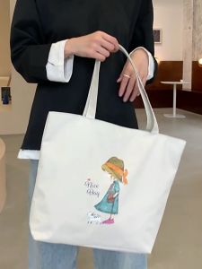 🇲🇾[Malaysia]Ready Stock Cute Tote Cat Girl Drink Bag Female College Students Simple and Versatile Hand-Held Cloth Bag Shoulder Bag Kawaii Storage Bags Large Capacity Shopping Bag Women Tote Bag for Student Shoulder Bag