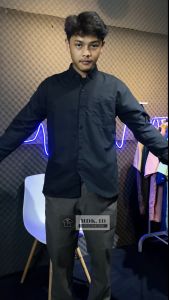 kemeja polos pria lengan panjang polos warna hitam slimfit casual hem pria tangan panjang formal