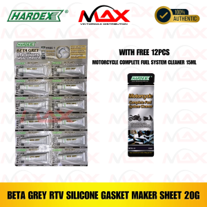 HARDEX BETA GREY RTV SILICONE GASKET MAKER 20G SHEET (12PCS) & FREE 12PCS MOTORCYCLE FUEL SYSTEM CLEANER 15ML