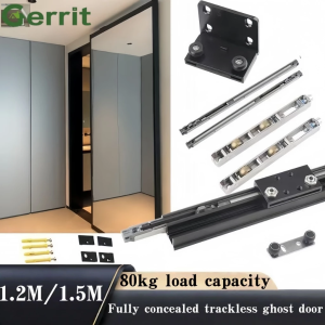 Ghost Concealed Soft Close Sliding Barn Door Track Floating Back Hidden Sliding Door Rail Set