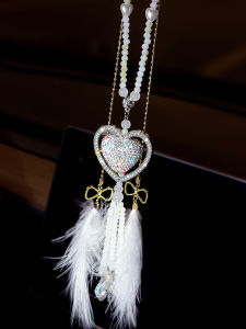Diamond Embedded Heart Car Hanging Ornament High-End Feeling Vehicle Interior Decoration Mirror Pendant Goddess Blessing