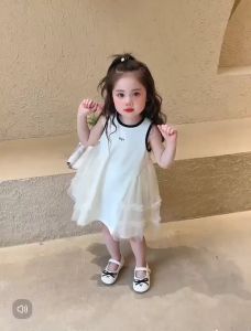 เดรสเจ้าหญิงแขนกุดเด็กผู้หญิง กระโปรงฟูฟ่อง ตาข่ายน่ารัก สไตล์เกาหลี ใส่แล้วน่ารักละมุนมากกก เหมาะกับออกงาน