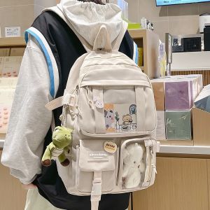 OUDENGPAI | Large Capacity Transparent Double Shoulder Bag For Junior And High School Girls Stylish Commuter Wind Nylon Fabric Water Resistant