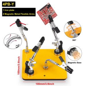 NEWACALOXSoldering Helping Hands Third Hand Tool with Magnetic Base Adjustable Metal Circuit Board Holder for PCB Welding Repair