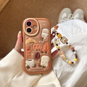 Brown Leather Phone Case Apple 15 iPhone 16 pro Max New Model 17 pro Women 14P Three Dimensional Full Cover Anti Fall High End Feel with Lanyard