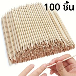 100pcs สีส้มไม้ Cuticle Pushers-ปลอดสารพิษ Light Beige เล็บ Sticks-Crack-Resistant ทิ้งเล็บเท้า K