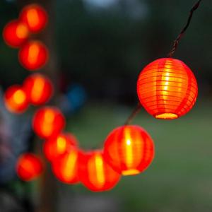 Solar Waterproof Outdoor Red Lantern String Lights