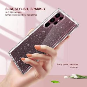 Ốp Điện Thoại TPU Trong Suốt Có Nhũ Cho Samsung Galaxy S26 Ultra/S25 Plus/S24 FE/S23/S22/S21/S20 - Ốp Lưng Mềm Chống Sốc Nhẹ Cho Dòng A
