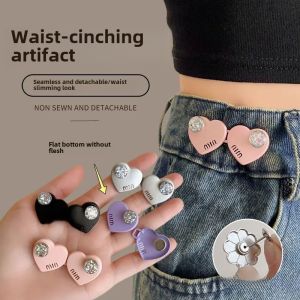 Rhinestone Heart Belt Buckle No Fat Denim Waist Big Change Small Adjustable Buckle Button Womens Pants Waist Tightening Handy Gadget