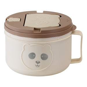 Large Capacity Stainless Steel Noodle Bowl with Lid Dormitory Style Student Thermal Japanese Design Soup Bowl Macaron Color