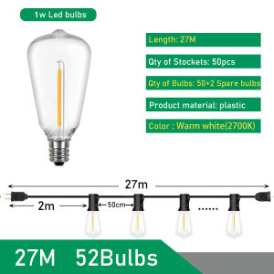Festoon ST38 LED Globe String Fairy Lights Outdoor Dimmable For Christmas Party Garden Decor Garland Lamp Street Patio Backyard