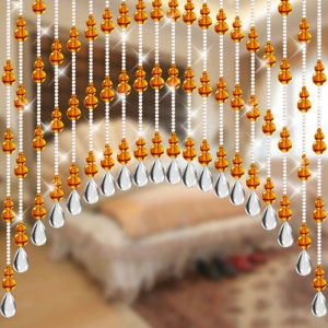 น้ำเต้าคริสตัลม่านลูกปัดม่านประตูทางเข้าห้องน้ำม่านฮวงจุ้ยห้องรับแขกห้องนอนม่านครึ่งใช้ในบ้านไม่ต้องเจาะรู