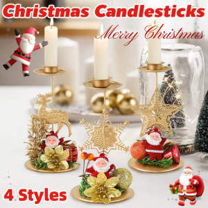 Xmas Iron Candlestick Holders Christmas Candle Holder Desktop OrnamentsTable CenterpiecesIndoor Christmas Decorations