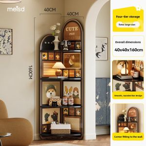 Meisda Vintage Style Living Room Sofa Corner Floor Standing Artistic Triangle Shelf Bedroom Storage Multi-Functional Cabinet