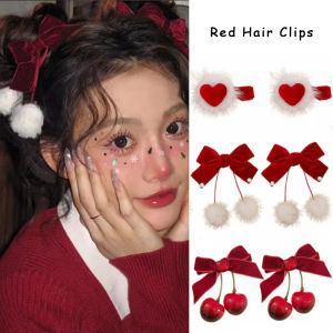 ชุดสีแดงกิ๊ฟหนีบผมหญิงโบว์น่ารักหวานของขวัญปีนักเรียนเด็กเทศกาลปีใหม่