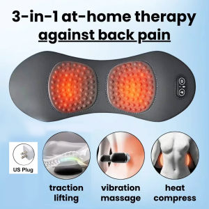 3-in-1 Back Massager Heat Vibration for Back Pain Relief Herniated Disc Stretch Support Traction Lower Back Massage Pillow