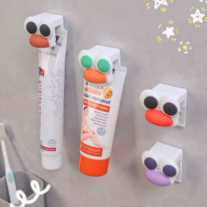 ยาสีฟันการ์ตูนรูปเป็ดหน้ากากติดผนังสบู่ล้างหน้าชั้นเก็บของในห้องน้ำที่วางยาสีฟันคลิปหนีบหลากสี