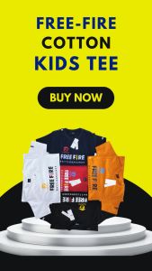 [2y - 12y] FREE-FIRE COTTON T-SHIRT BUDAK!! T-SHIRT KANAK MURAH!!