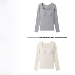 Miiow | Warm Thermal Underwear For Women With Chest Pad No Bra Needed Square Collar Base Shirt Autumn Clothes Inner Wear MiiOW Cat Person
