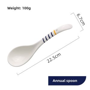 Wheatlife House Japanese Ladel Ceramic For Home Large Soup Spoon Scoop Spoon Long Handle for Scooping up Porridge Spoon Tableware