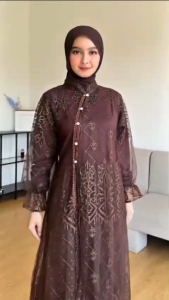 BISA COD Mahira Dress Velvet Tille Brokat Dress Kondangan Dress Dewasa Terbaru Dress Lebaran Viral