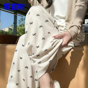 Womens High Waist Wide Leg Pants Butterfly Knot Loose Drapey Autumn New Style Casual Straight Tube Trousers Elegant Style