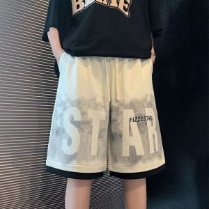 Casual Loose Mens Shorts Summer 2025 Oversize American Sporty Five-Quarter Length Polyester Fiber Thin Business Casual