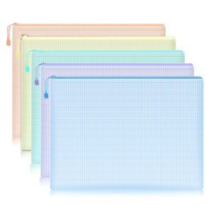 Bộ 5 A4 Lưới Dây Kéo Túi Đựng Tài Liệu Chống Nước Zip Tập Tin Thư Mục Trường Vật Dụng Văn Phòng Đựng Túi Bảo Quản