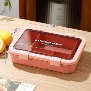 1500ML Portable with Grid Division Lunch Box Kids Students Office Bento Box with Fork and Spoon Microwave Food Storage Container