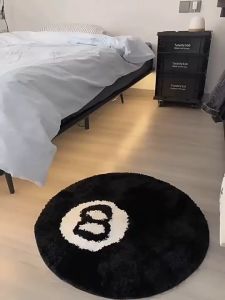 Simple Black No. 8 Cashmere Carpet Living Room Sofa Coffee Table Mat Study Bedroom Bed Dirty Anti-slip Mat Black and White Simple Boys Bedroom Black 8 Carpet Billiards 8 Non-slip Mat Home Living Room Instagram Photo Bedroom Bed Mat