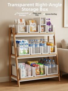 BANGJIAYI | Multi-purpose Japanese Right-angle Storage Box Transparent Organizer Kitchen Supplies Holder