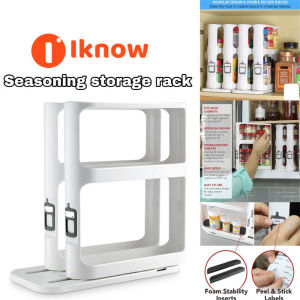 I know Kitchen Rotating Rack Tray for Condiments Spice Storage Bottles Lazy Susan Cabinet Spice Rack Organizer Multifunctional Food Storage Box Modular Two 2-Tiered Shelves