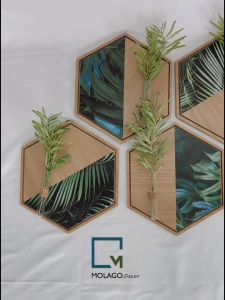 Kệ gỗ decor treo tường trang trí bàn học phòng khách phòng ngủ nhà bếp để sách không cần khoan Molago LB-V