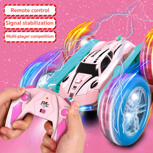 Remote control stunt car Light four-wheel drive double-sided swing arm rolling car Christmas childrens toy remote control car