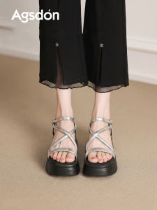 Agsdon | Platform Heeled Summer Dress Shoes Silver
