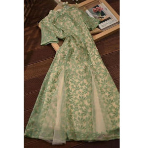 Elegant French Style Improved Cheongsam Chinese Vintage Dress