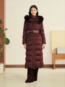French Soft Cotton Lined Detachable Fox Fur Hood Down Jacket