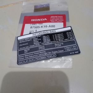 label tire stiker informasi tekanan ban scoopy esp k16r scoopy f1 k16G original honda