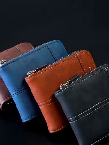New Mens PU Leather Wallet Male Short Youth Zipper Wallet Student Drivers License Leather Case Card Holder Wallet Mens Bag Mens Wallet 男士短钱包 零錢包