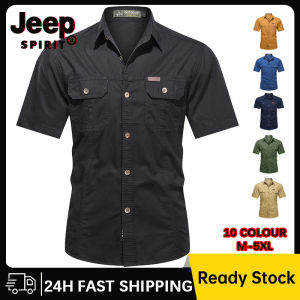 Jeep Tinh Thần Mùa Hè nhanh khô tay ngắn Quân Đội chiến thuật cho người yêu thích Áo Sơ Mi Mens Mỏng Thoáng Khí Ve Áo Hàng Hóa Áo Sơ Mi Tops đi bộ ngoài trời Áo quân đội