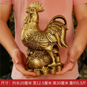 Bronze Rooster Home Decorative Ornaments Yellow Brass Golden Rooster Yuanbao Rooster Zodiac Lucky Charm Living Room Decorations